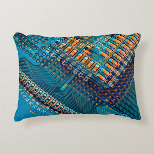 Elektronische printplaat sluiten. computer, semico accent kussen