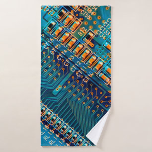 Elektronische printplaat sluiten. computer, semico badhanddoek