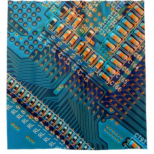 Elektronische printplaat sluiten. computer, semico douchegordijn (Voorkant)