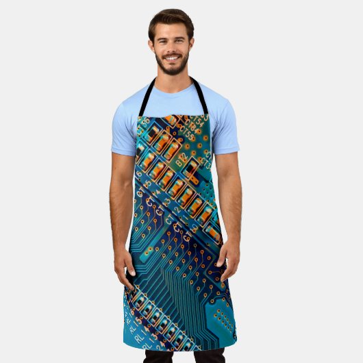 Elektronische printplaat sluiten. computer, semico schort (Gedragen)