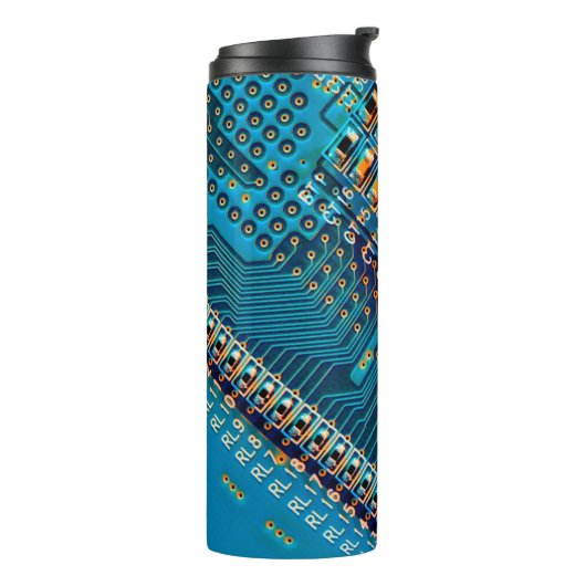 Elektronische printplaat sluiten. computer, semico thermosbeker (Gedraaid links)