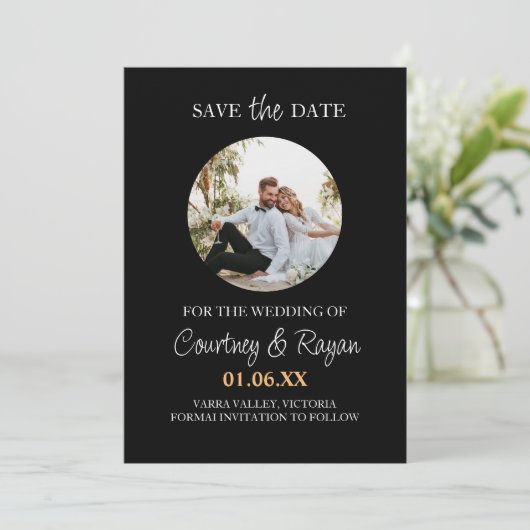 Elektronische Save De Datum Sjabloon met Foto Kaart (Staand voorkant)