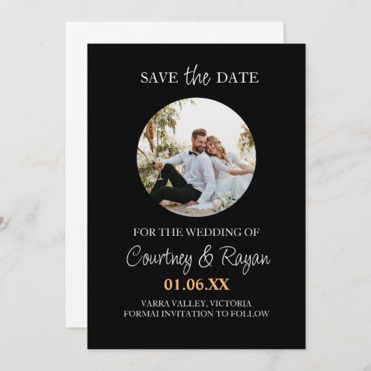 Elektronische Save De Datum Sjabloon met Foto Kaart (Voorkant / Achterkant)