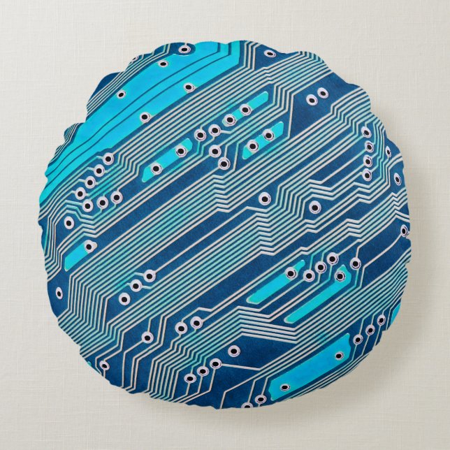Elektronische schakelingen dicht bij elkaar, circu rond kussen (Voorkant)