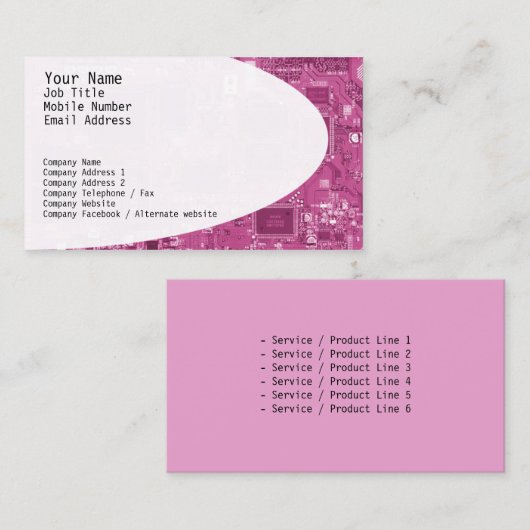 Elektronische schakelingen Visitekaartje rood (Voorkant / Achterkant)