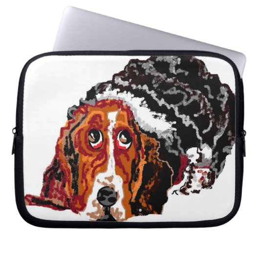 Elektronische tas; Basset Hound Dog Laptop Sleeve (Voorkant)