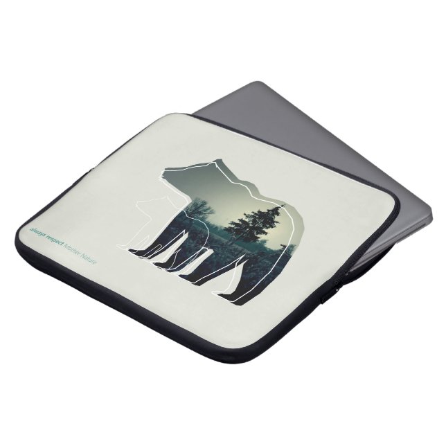 Elektronische tas met lijnpictogram beer met bos (Voorkant top)