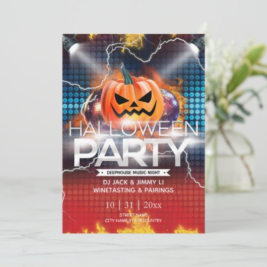 Elektronische Thunder Halloween Party Uitnodiging (Staand voorkant)
