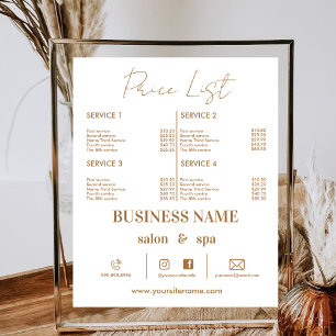 Elektronische zakelijke prijstlijst Make-up Haar N Poster