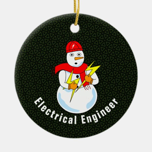 Elektrotechnicus Sneeuwman Keramisch Ornament (Voorkant)
