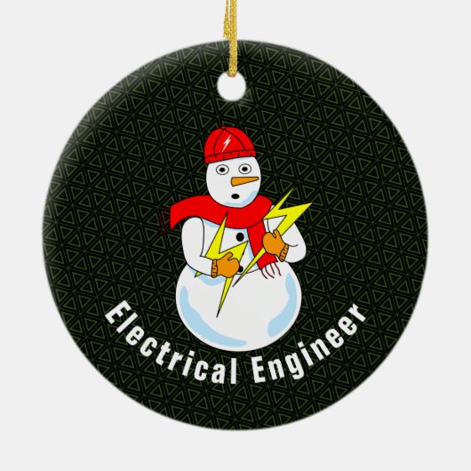 Elektrotechnicus Sneeuwman Keramisch Ornament (Achterkant)