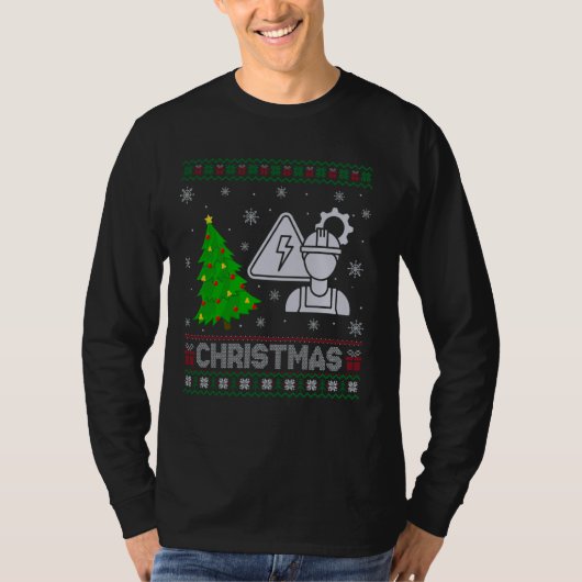 Elektrotechnicus Xmas Tree Lighting Ugly Christ T-shirt (Voorkant)