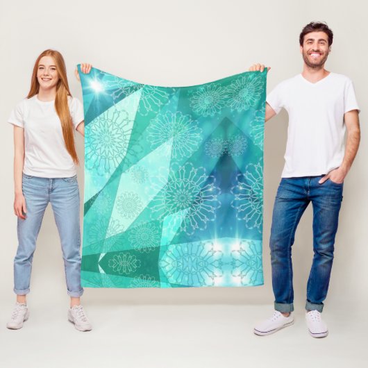 Elelegant blueArtistic mandala Fleece Blanket Deken (In situ)