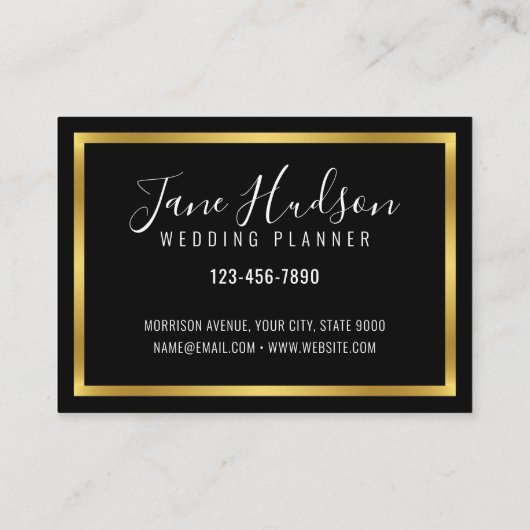 Elelgant Black Gold Minimalist Editable 3.5x2.5 Visitekaartje (Achterkant)