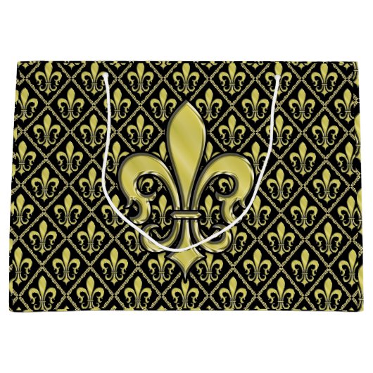 Elelgant Fleur de Lis Design Gift Bag Groot Cadeauzakje (Voorkant)