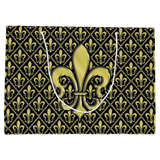 Elelgant Fleur de Lis Design Gift Bag Groot Cadeauzakje (Achterkant)