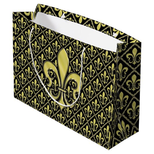 Elelgant Fleur de Lis Design Gift Bag Groot Cadeauzakje (Achterkant Gekanteld)