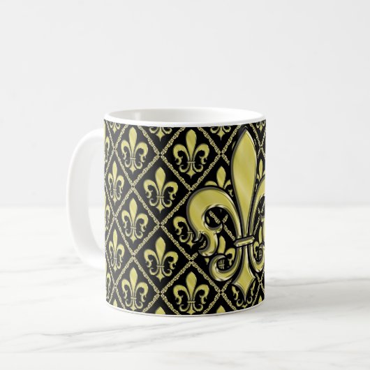 Elelgant Fleur de Lis Design Mok (Voorkant links)