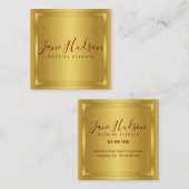 Elelgant Gold Minimalist Editable 3.5x2.5 Business Vierkante Visitekaartje (Voorkant / Achterkant)