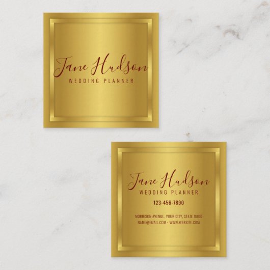 Elelgant Gold Minimalist Editable 3.5x2.5 Business Vierkante Visitekaartje (Voorkant / Achterkant)