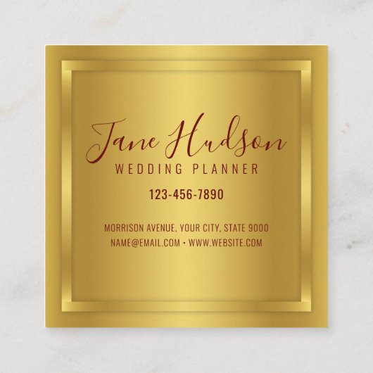 Elelgant Gold Minimalist Editable 3.5x2.5 Business Vierkante Visitekaartje (Achterkant)