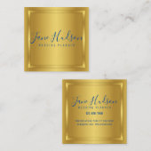 Elelgant Gold Minimalist Editable 3.5x2.5 Business Vierkante Visitekaartje (Voorkant / Achterkant)