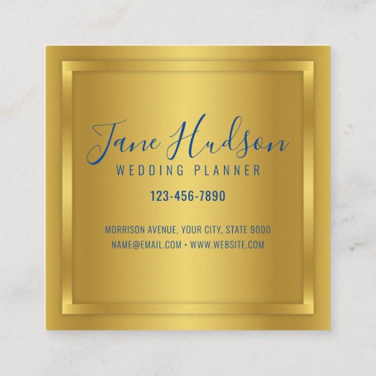 Elelgant Gold Minimalist Editable 3.5x2.5 Business Vierkante Visitekaartje (Achterkant)