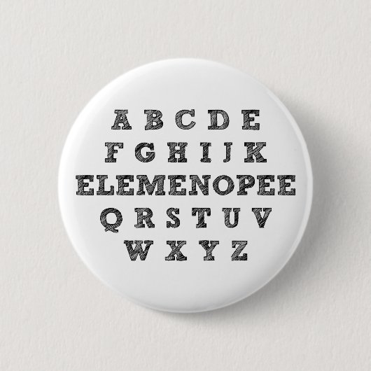 Elemenopee Alfabet Grappige Knop Speldje (Voorkant)