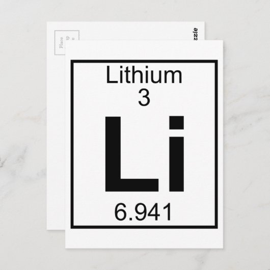Element 003 - Li - Lithium (volledig) Briefkaart (Voorkant / Achterkant)