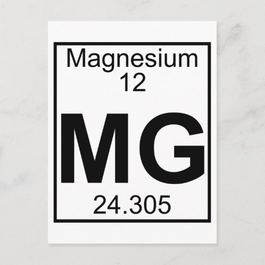 Element 012 - Mg - Magnesium (volledig) Briefkaart (Voorkant)