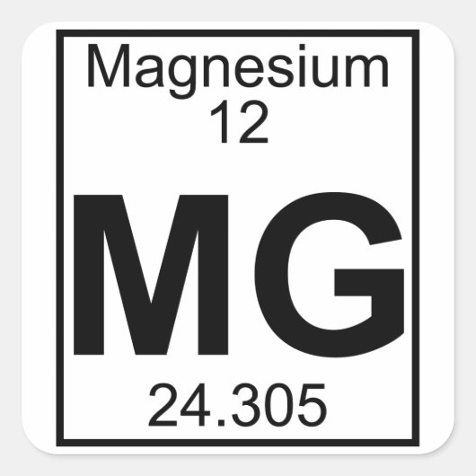 Element 012 - Mg - Magnesium (volledig) Vierkante Sticker (Voorkant)