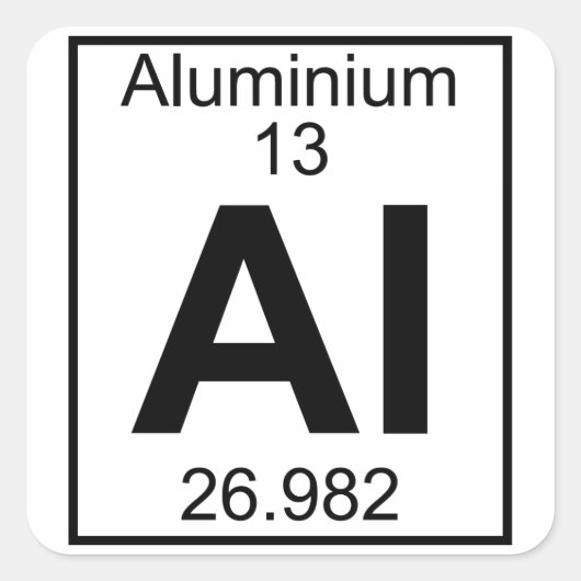 Element 013 - Al - Aluminium (volledig) Vierkante Sticker (Voorkant)