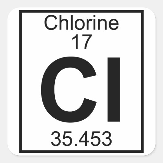 Element 017 - CL - chloor (volledig) Vierkante Sticker (Voorkant)
