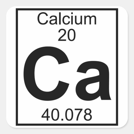 Element 020 - Ca - Calcium (vol) Vierkante Sticker (Voorkant)