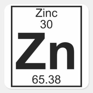 Element 030 - Zn - Zink (volledig) Vierkante Sticker