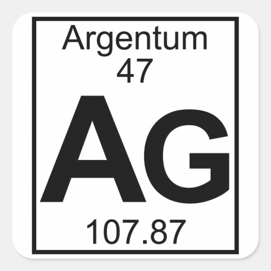 Element 047 - AG - Argentum (volledig) Vierkante Sticker (Voorkant)
