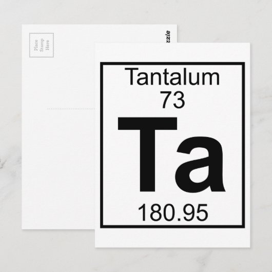 Element 073 - Ta - Tantalum (volledig) Briefkaart (Voorkant / Achterkant)