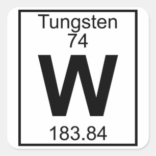 Element 074 - W - Wolfraam (volledig) Vierkante Sticker