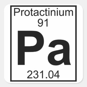 Element 091 - PA - Protactinium (volledig) Vierkante Sticker