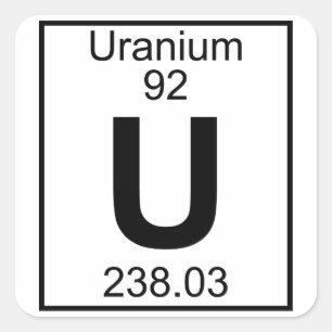 Element 092 - U - uranium (volledig) Vierkante Sticker