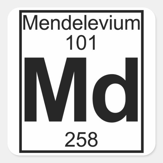 Element 101 - MD - Mendelevium (volledig) Vierkante Sticker (Voorkant)