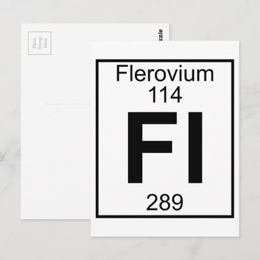 Element 114 - FL - Flerovium (volledig) Briefkaart (Voorkant / Achterkant)