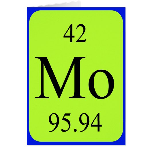 Element 42 kaart - Molybdeen (Voorkant)