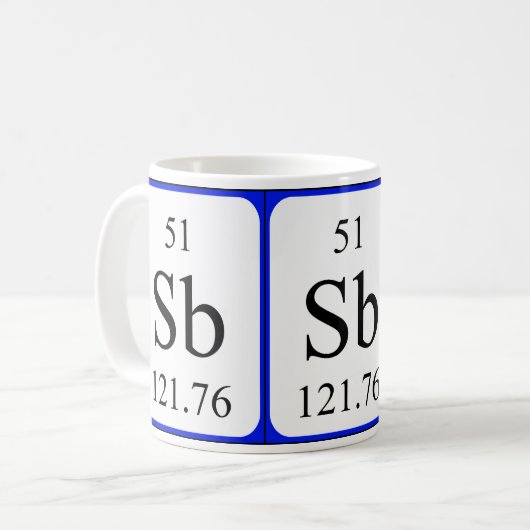 Element 51 witte mok - Antimoon (Voorkant links)