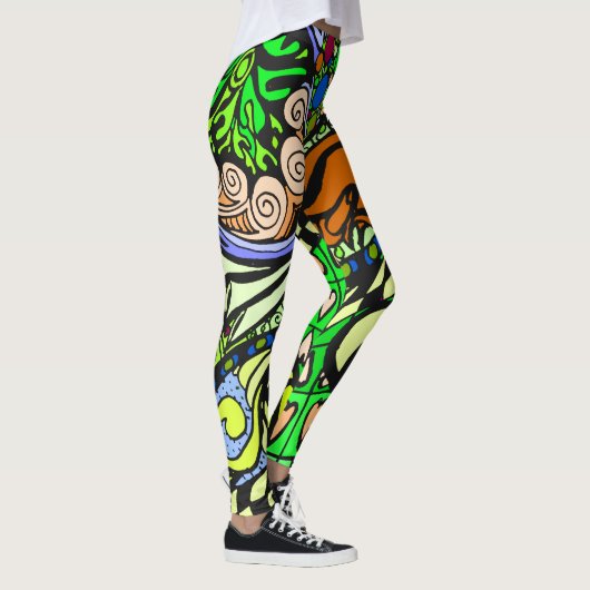 Element 9b Doodle Fine Art Leggings green (Rechts)