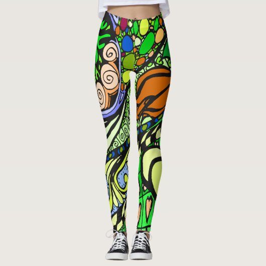 Element 9b Doodle Fine Art Leggings green (Voorkant)