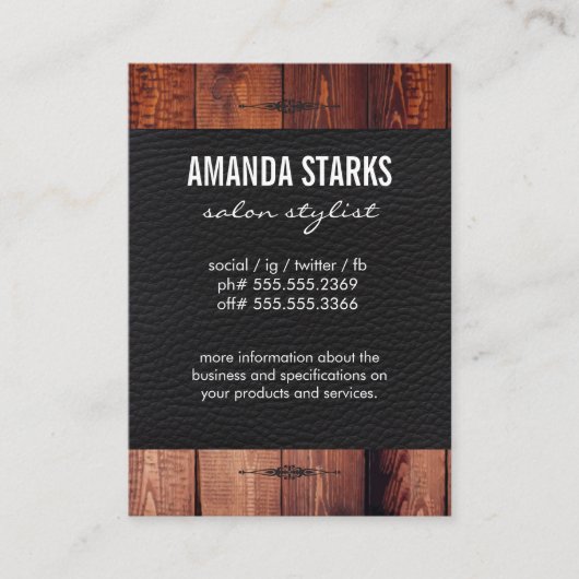  Element Hout Graanleder Visitekaartje (Voorkant)