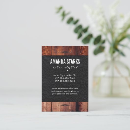  Element Hout Graanleder Visitekaartje (Staand voorkant)