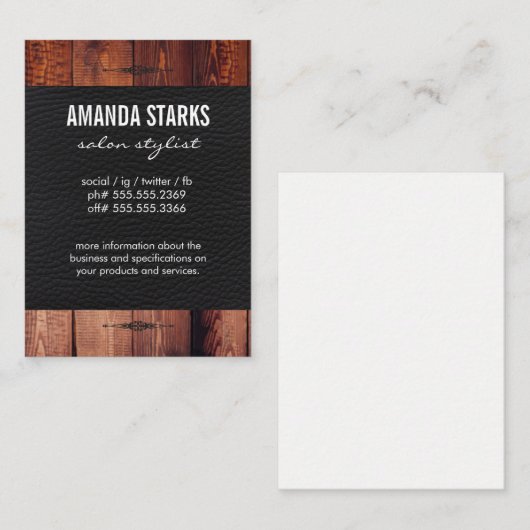 Element Hout Graanleder Visitekaartje (Voorkant / Achterkant)