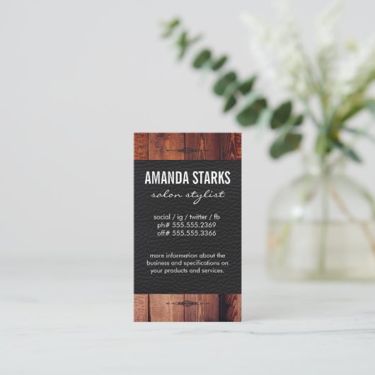  Element Hout Graanleder Visitekaartje (Staand voorkant)
